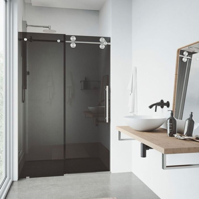 grey tinted glass shower doors
